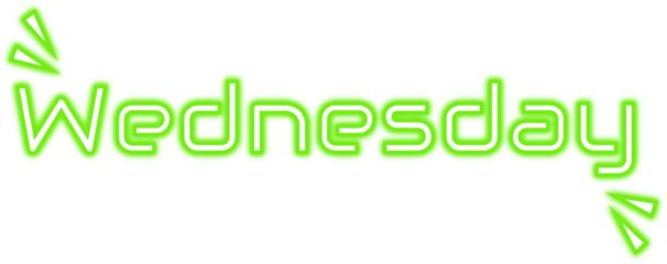 Weekly neon day, week day, 7 day, Wednesday