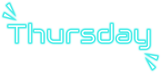 Weekly neon day, week day, 7 day, Thursday