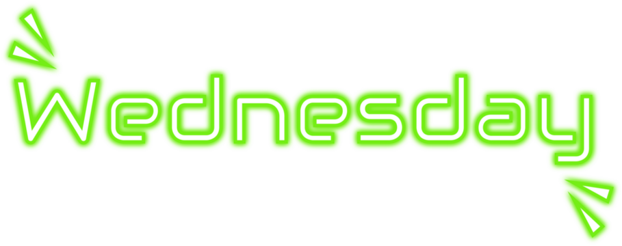 Weekly neon day, week day, 7 day, Wednesday