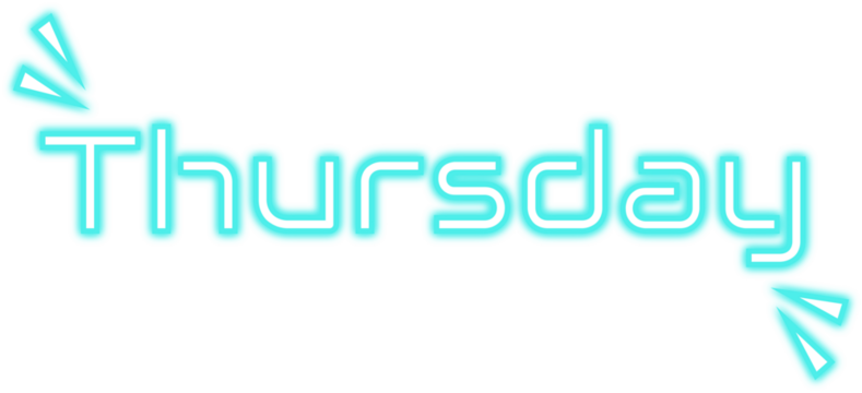Weekly neon day, week day, 7 day, Thursday