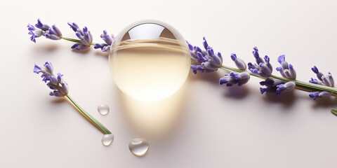 lavender oil droplet cosmatic on a white background