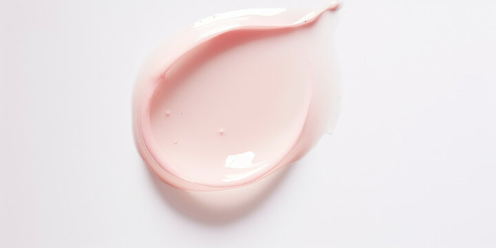 pink oil droplet cream cosmatic on a white background