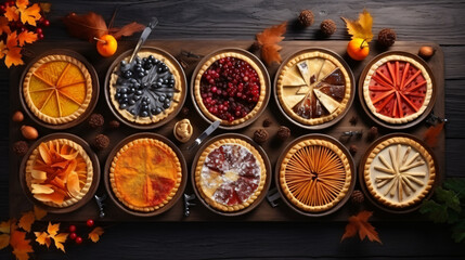 Autumn food concept Selection of pies appetizers