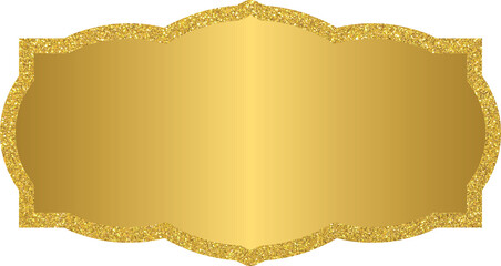 Golden banner text box frame, gold label frame with golden glitter	
