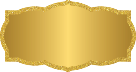 Golden banner text box frame, gold label frame with golden glitter	
