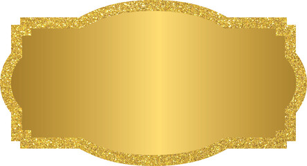Golden banner text box frame, gold label frame with golden glitter	

