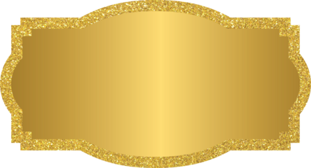 Golden banner text box frame, gold label frame with golden glitter	
