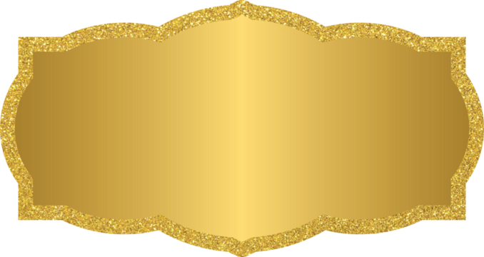 Golden banner text box frame, gold label frame with golden glitter	
