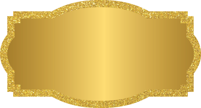 Golden banner text box frame, gold label frame with golden glitter	
