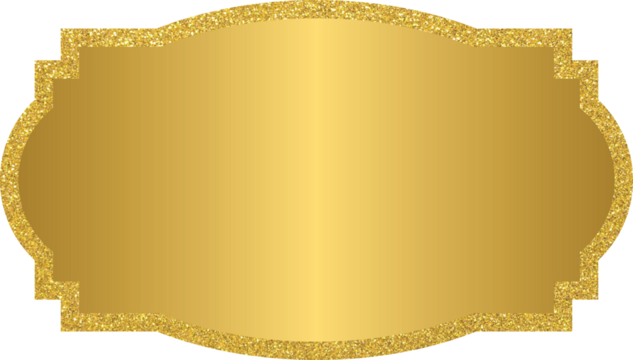 Golden banner text box frame, gold label frame with golden glitter	
