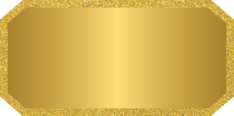 Golden banner text box frame, gold label frame with golden glitter	
