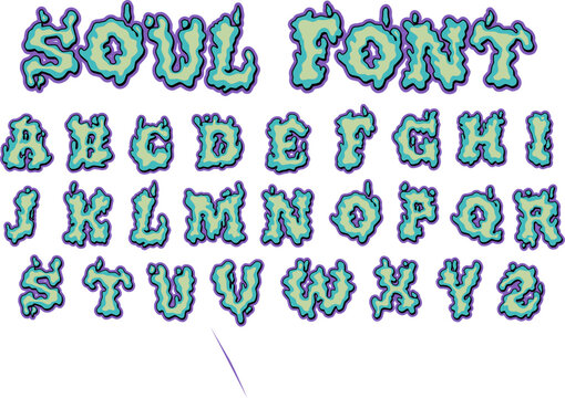 Soul Smoke Graffiti font Alphabet Design. Creative Vector Font Illustration isolated