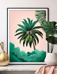 Tropical Wall Poster, Leaf Print, Palm Tree Print, Wall Art, Palm Leaf Wall Decor, Printable Art
