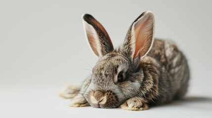 Cute little fluffy easter bunny on white background