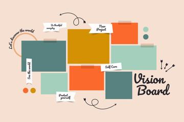 Vector photo collage template moodboard pictures grids vector illustration, vision board