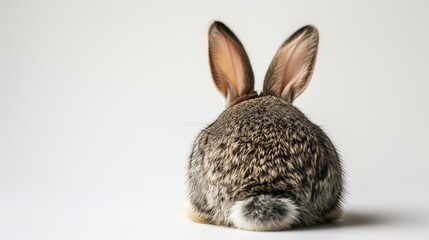 Obraz premium Adorable little easter bunny from the back on white background