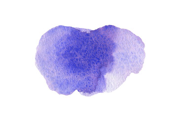 Abstract blue purple watercolor painting with stains and paper texture