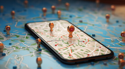 Location pin on the map Specify the location of tourist attractions or modern navigation icons on...