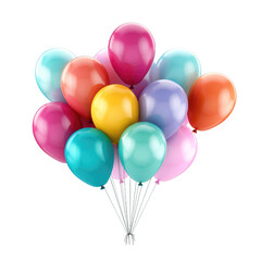 Colorful Balloons isolated on transparent background. PNG file, cut out