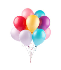 Colorful Balloons isolated on transparent background. PNG file, cut out