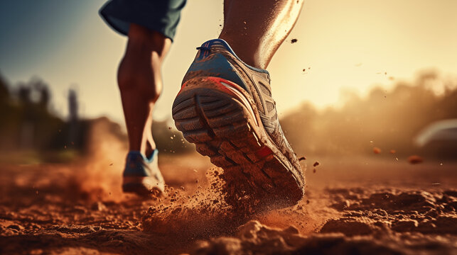 Evening jog on the sandy beach outdoor adventure Exercise closely