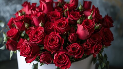 Obraz premium Elegant White Vase Filled With Vibrant Red Roses