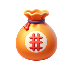 3d render lucky money bag with chinese symbol for new year. Realistic 3d high quality isolated render