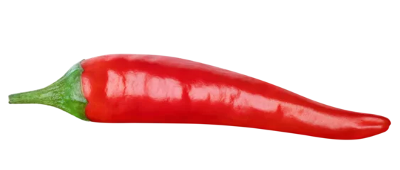 Gardinen Chilischoten Spicy Chili pepper isolated on white or transparent background. One hot red chilli pepper.  © Olesia