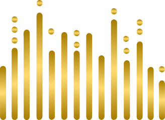 Golden sound waves, equalizer, gold sound wave forms	
