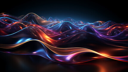 Fototapeta premium abstract colorful glowing wavy perspective with fractals and curves background 16:9 widescreen wallpapers