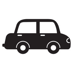 The silhouette of a small car on a white background. The vehicle icon is a side view. Vector isolated stencil illustration