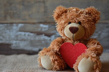 Teddy bear holding a heart. Valentines day