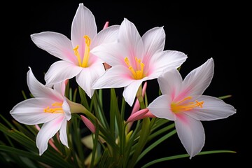 Naklejka premium A white colored flower isolated on a black background