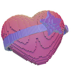 3d heart with star ring icon