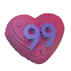 3d heart 99 count icon