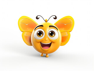 Cheerful Charm: 3D Happy Bug Emoji, White Background