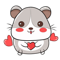 Cute hamster for valentine's day