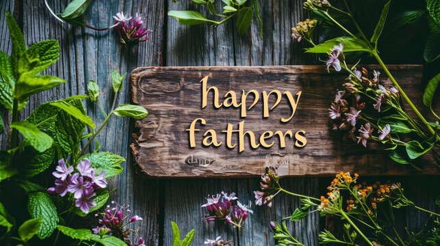 A photo of the text HAPPY FATHERS DAY written on a wooden background.