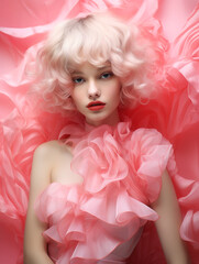 Fashion Model in Pink Style