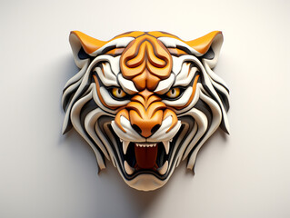 3D Tiger head design isolated in white background