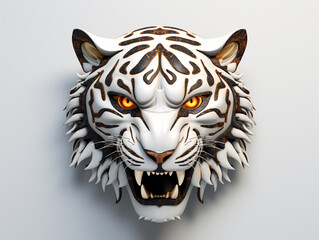 3D Tiger head design isolated in white background