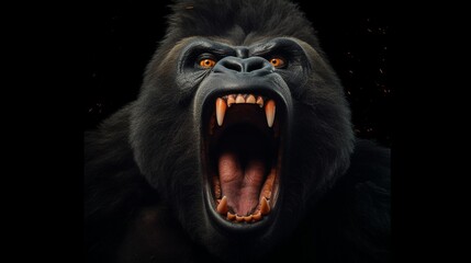Screaming angry gorilla.Wild animal.Generative AI - obrazy, fototapety, plakaty