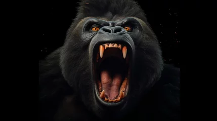 Fotobehang Screaming angry gorilla.Wild animal.Generative AI © sudipdesign