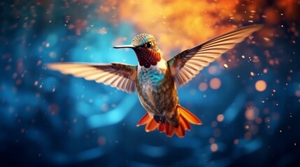 Fototapeta premium Seltener Kolibri Eisvogel fliegt ber dem Wasser Nahau.Generative AI