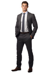 portrait of a businessman stands with confidence isolated