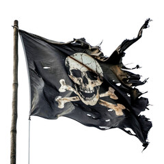 Jolly roger pirate flag. Isolated on transparent background.