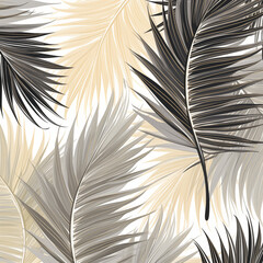 Tropical print, palm leaves,  vector, AI generated art