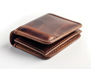 Men's wallet made of brown leather. Slight wear due to use.
