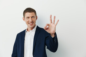 Caucasian man background face adult guy background portrait isolated gesture white expression man person hand