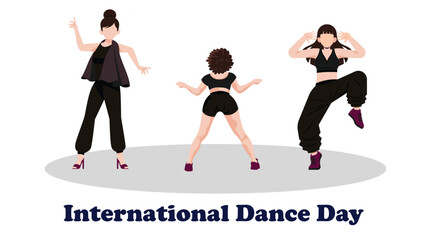 International Dance Day Vector Illustration with tango dancing couple on purple background. Design template for banner